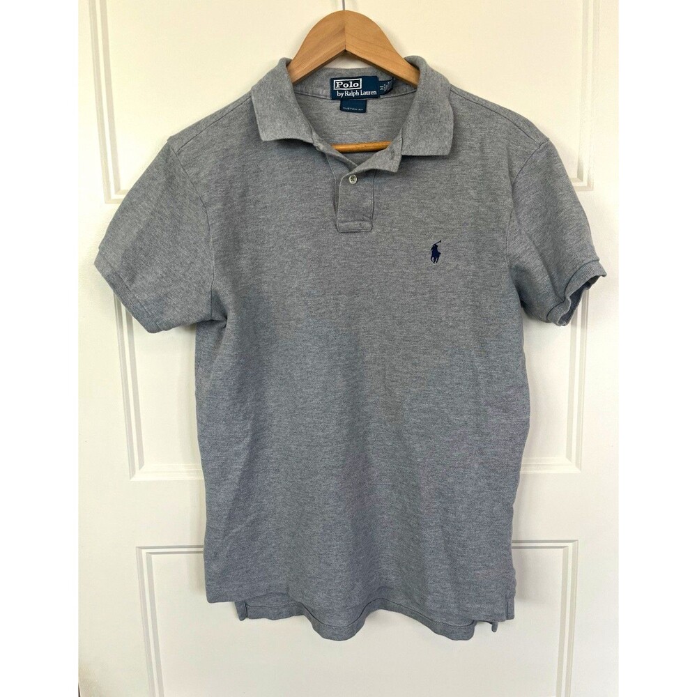 Polo Ralph Lauren Men’s M Gray Solid Short Sleeve Collared Polo Shirt Logo